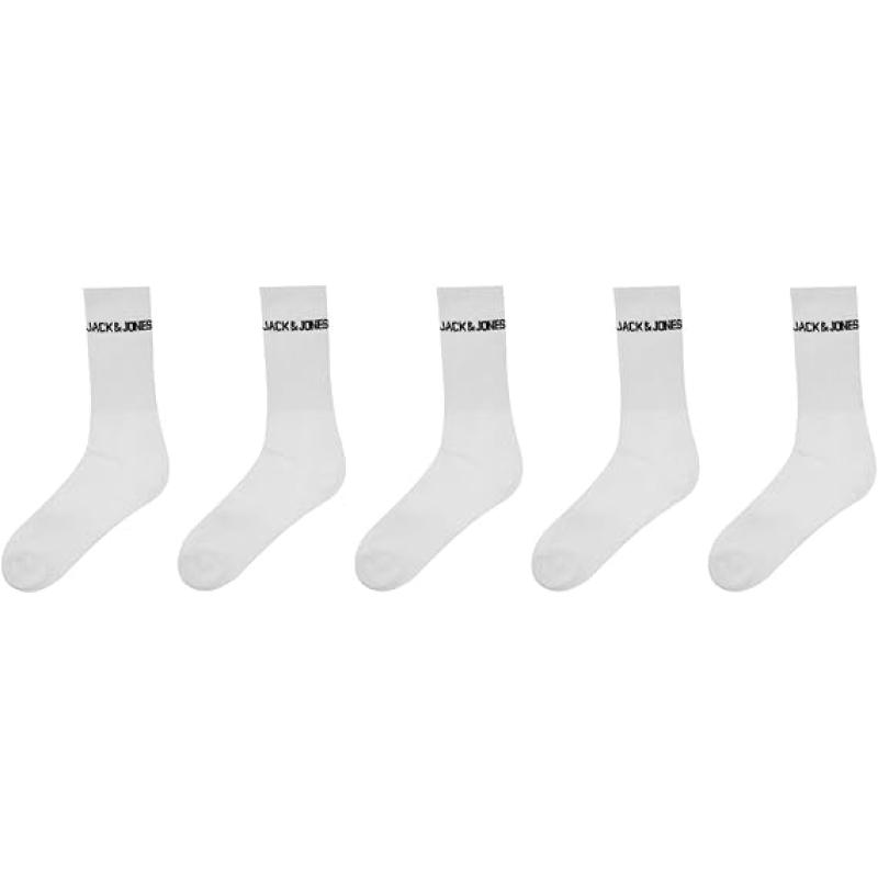 JACK & JONES Men's JACBASIC Logo Tennis 5 Pack NOOS Socken ONE SIZE 40-46- WEISS