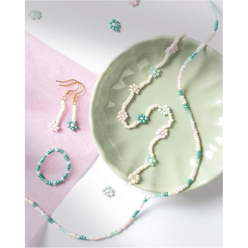 folia 12907 - Rocailles Perlen Set, PASTELL, ideal, um eigenen Schmuck zu gestalten und herzustellen