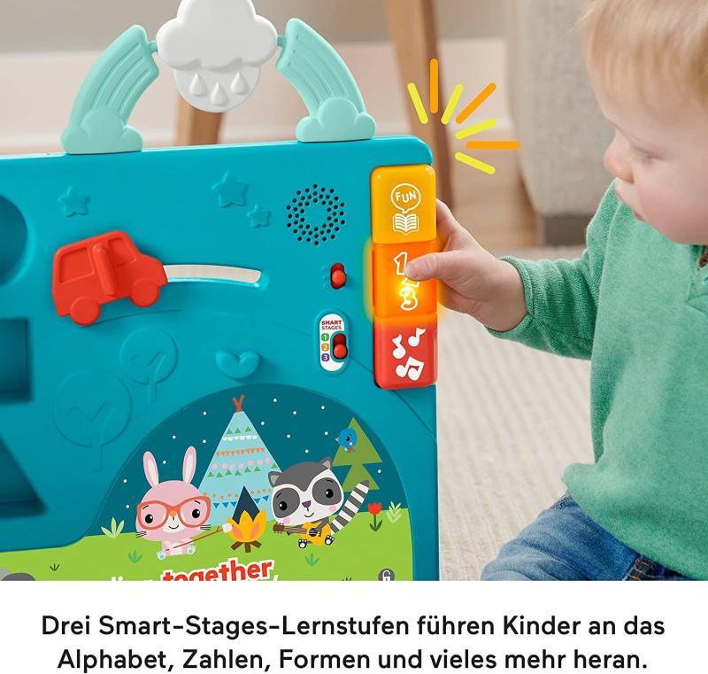 Fisher-Price HCL07 - Riesen Sitz&Steh Erlebnisbuch, elektronisches Lernspielzeug und Aktivitätszentrum