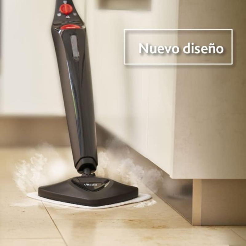 Vileda Steam Plus Dampfreiniger, hygienische Bodenreinigung, entfernt bis zu 99,9% der Bakterien und Viren*, für alle Böden, ideal für Teppiche