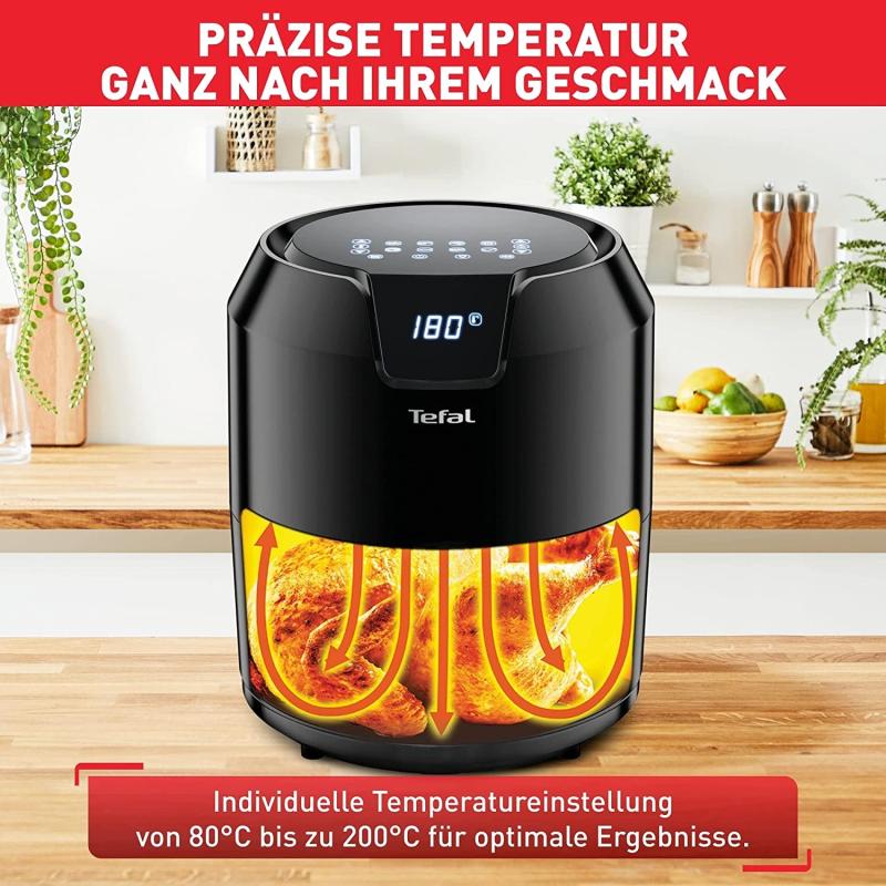 Tefal EY4018 Easy Fry Precision XL Heißluftfritteuse - 1500 Watt, 4,2 Liter, digitales Display, Schwarz 