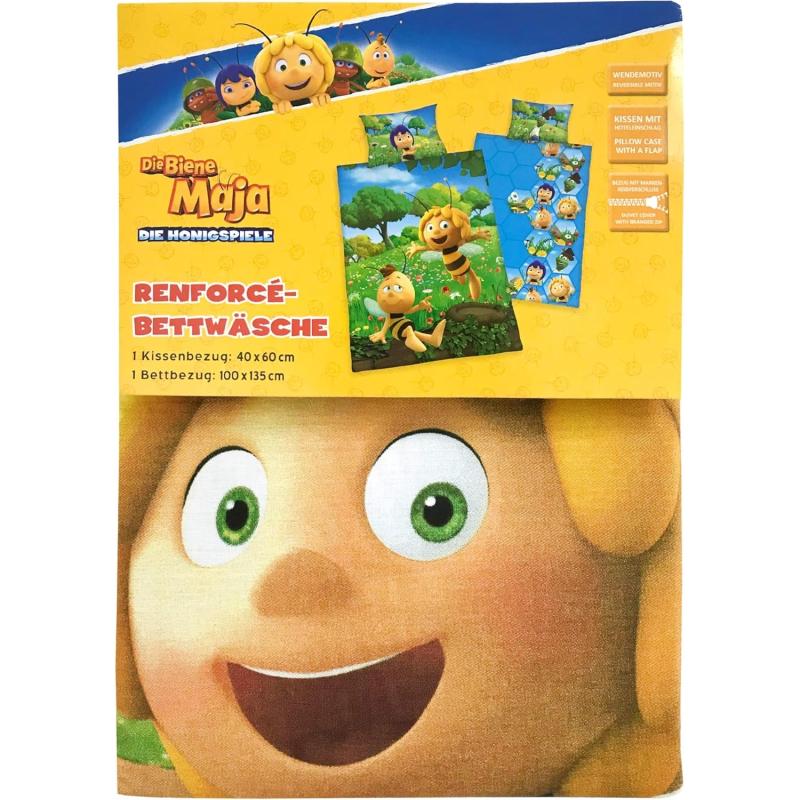 Herding BIENE MAJA Bettwäsche-Set, Wendemotiv, Bettbezug 100 x 135 cm, Kopfkissenbezug 40 x 60 cm, Baumwolle/Renforcé