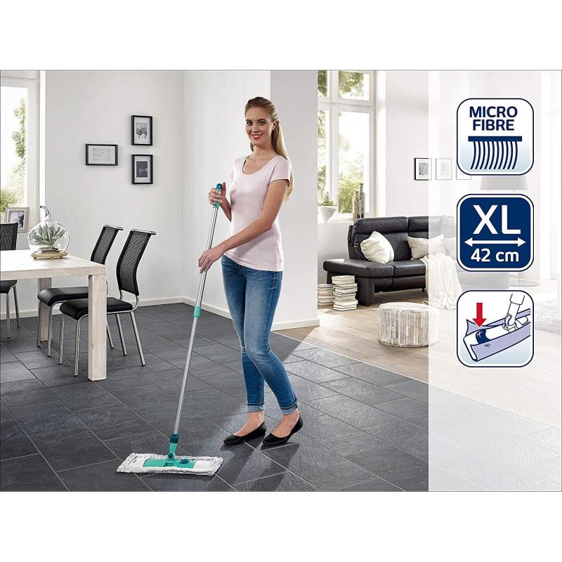 Leifheit Bodenwischer Classic XL Microfibre mit höhenverstellbarem Teleskopstiel 83-138 cm