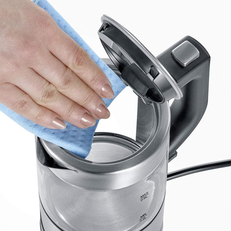 SEVERIN Mini Glas Wasserkocher 0,5L, Edelstahl-gebürstet, max. 1100 W, schwarz, WK 3499 REAL + OTTO