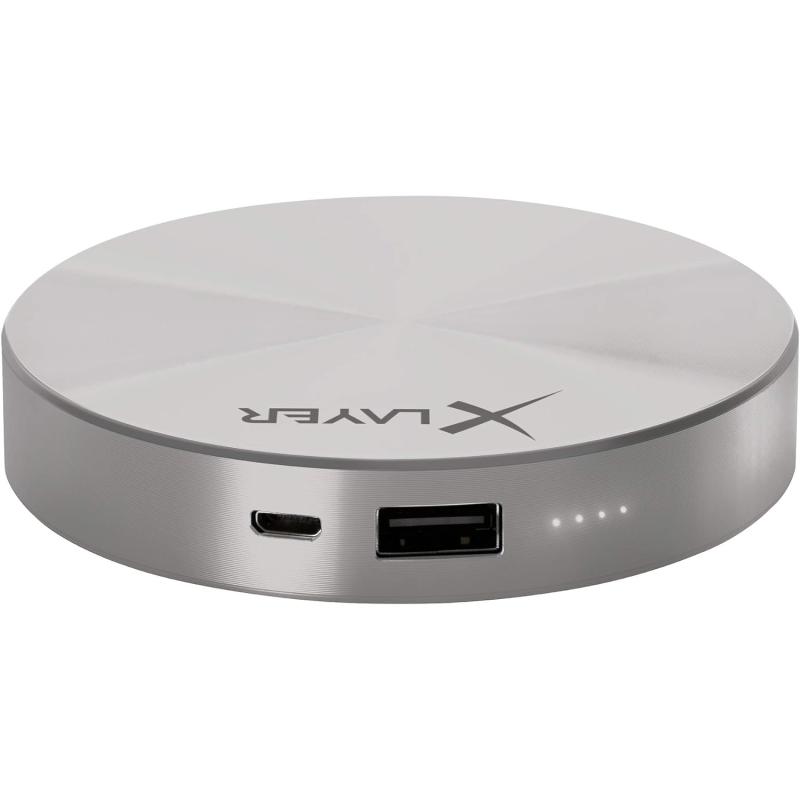 XLayer Powerbank PLUS Fashion 6.000mAh, Externer Akku für Smartphone und Tablet - Farbe GRAU