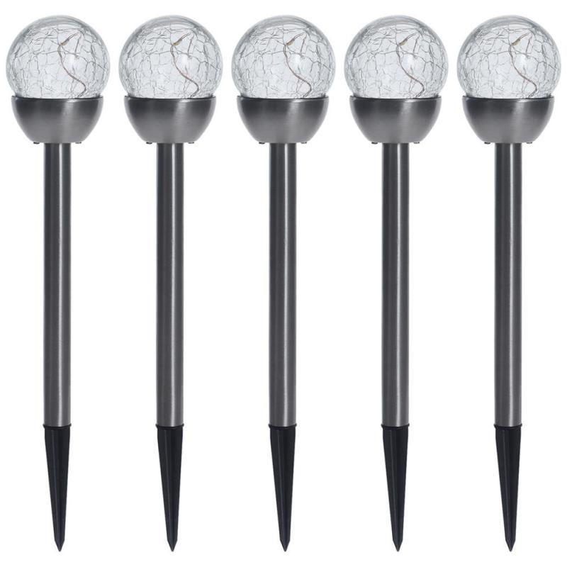 Pro Garden Solar LED Edelstahl 5er Set silber 