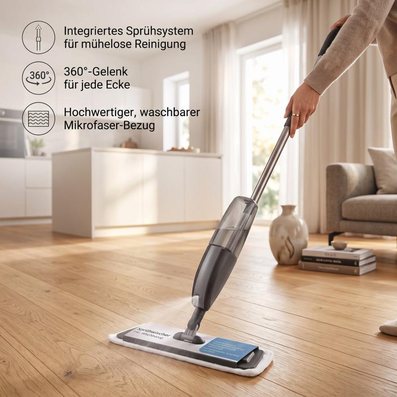 Home Ideas Sprühwischer inkl. Wischbezug Bodenwischer 500ml Wassertank 360°