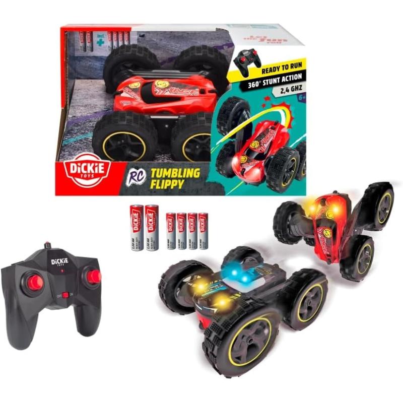Dickie Toys - RC Tumbling Flippy, ferngesteuertes Spielzeugauto, Rotations und Flip Funktion ROT-SCHWARZ