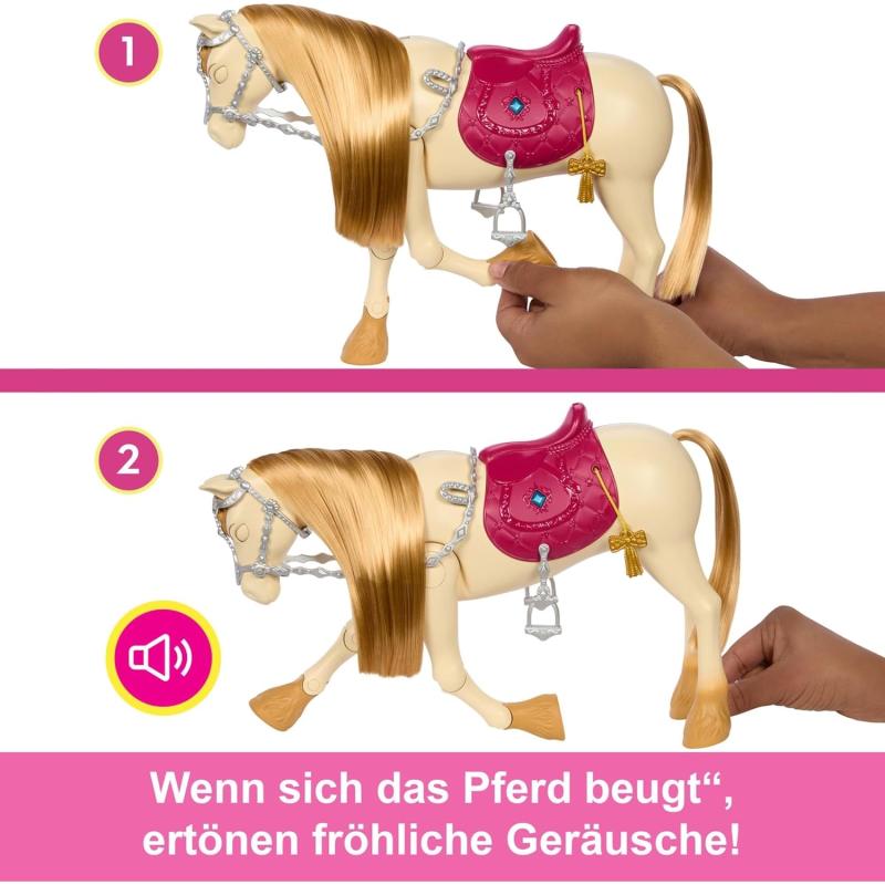Mattel HXJ42 - Barbie bewegliches Pferd -  Pferdeabenteuer - Tanz und Show Pferd - mit Zubehör