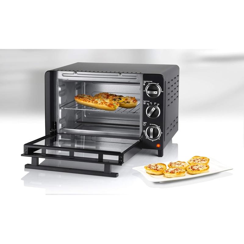 UNOLD 68875 OFEN Allround, 1.200 W, 18 L Volumen, 4 Edelstahl-Heizelemente, mit doppelverglaster Tür, 1200, Metall, 18 liters, Schwarz