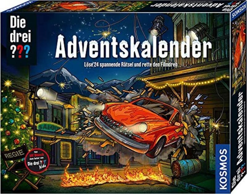 KOSMOS ?630560 Die drei ??? Adventskalender 2021, Löse die 24 spannenden Rätsel und rette den Film-Dreh
