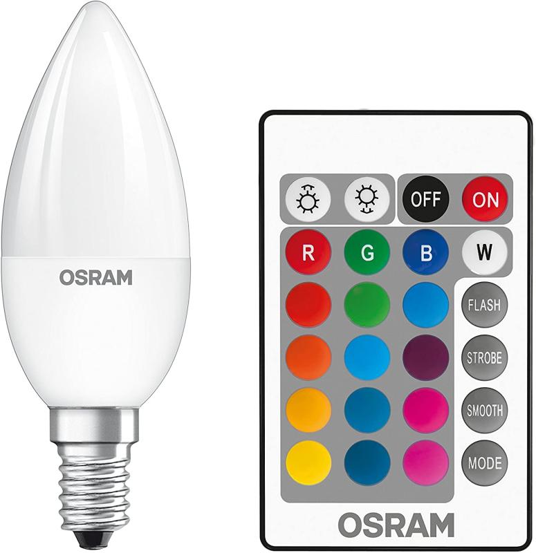 Osram LED Star+ Classic B RGBW Lampe, Kerzenform E14 Sockel, dimmbarkeit  Farbsteuerung per Fernbedienung