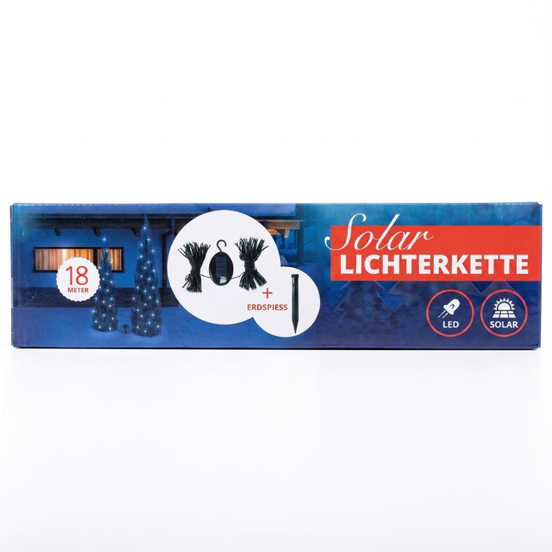LED Solarlichterkette 18 Meter 100 kalt-weiße LEDs 2 Leutschtmodi wählbar
