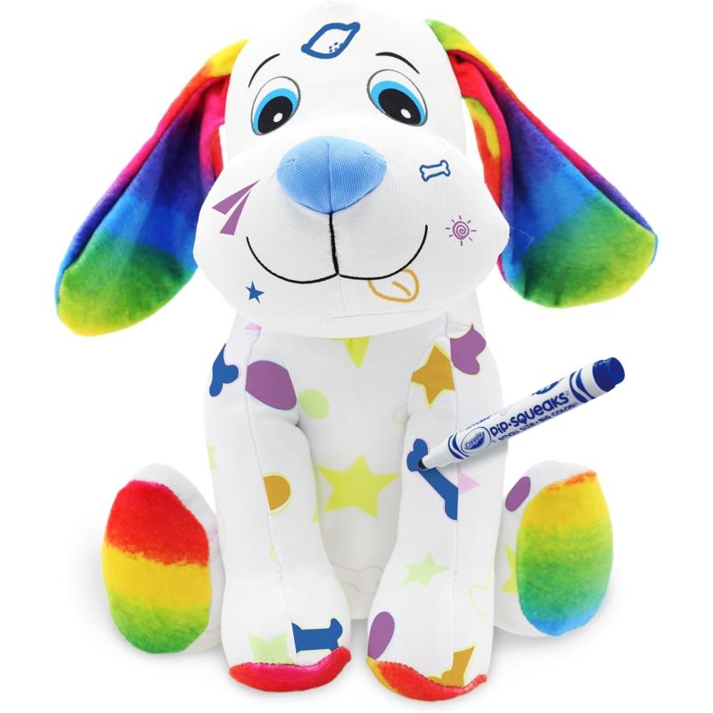 CRAYOLA - Colour Me Plush, bemalbares Plüschtier mit 3 Filzstiften, Welpen