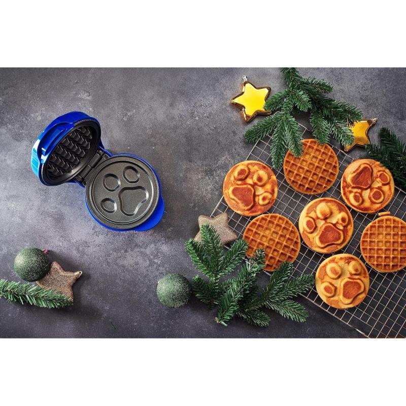 BESTRON Mini-Waffeleisen im einzigartigen Paw Patrol Design, inkl. Backampel, Waffelgröße: Ø 10cm, Farbe: BLAU
