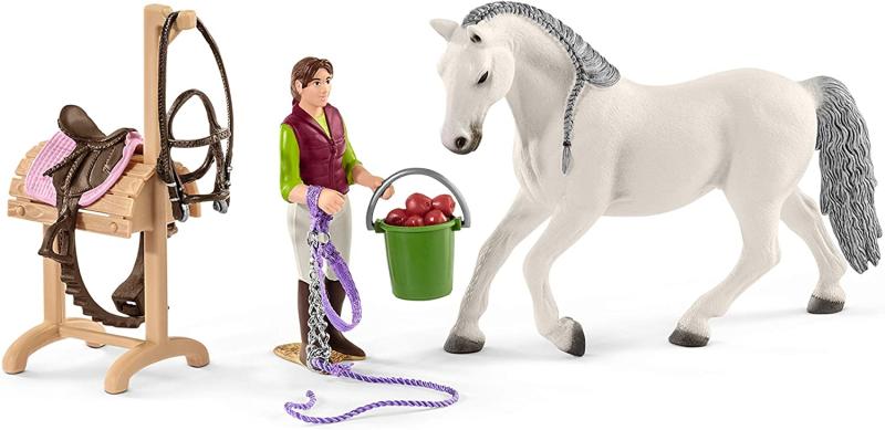 Schleich 42389  - Tierfiguren, Reitschule mit Reiterinnen und Pferden