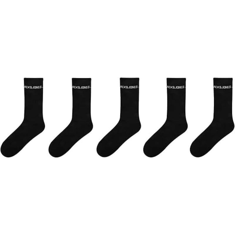 JACK & JONES Men's JACBASIC Logo Tennis 5 Pack NOOS Socken ONE SIZE- SCHWARZ
