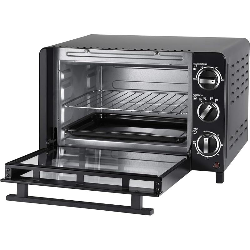 UNOLD 68875 OFEN Allround, 1.200 W, 18 L Volumen, 4 Edelstahl-Heizelemente, mit doppelverglaster Tür, 1200, Metall, 18 liters, Schwarz