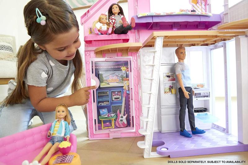 Barbie FXG57 - Malibu Haus Puppenhaus 60 cm breit mit +25 Zubehörteile, Puppen Spielzeug ab 3 Jahren, Mehrfarbig