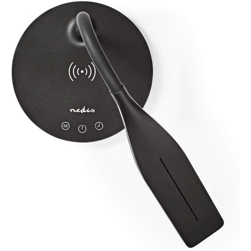 nedis LED/Qi Tischlampe mit Kabelloser 10-Watt-Qi-Ladefunktion für Smartphones SCHWARZ