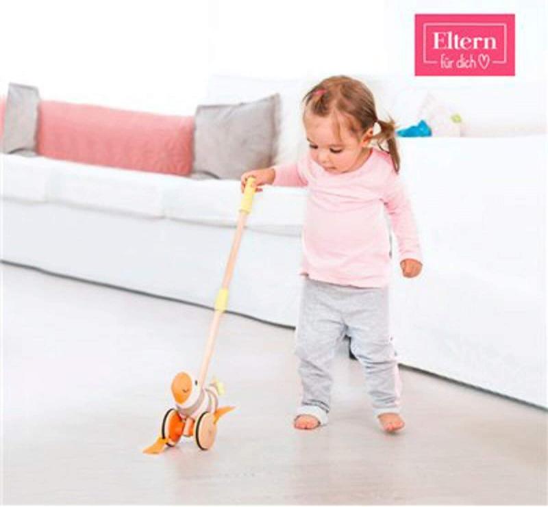Hape E8510 Schiebeente Elli, Schiebespielzeug, ab 12 Monaten, bunt