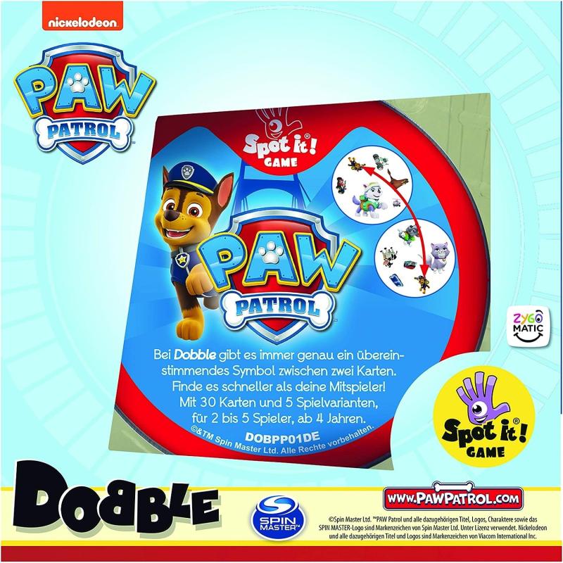 Asmodee Dobble PAW PATROL Familienspiel Kartenspiel 2-5 Spieler
