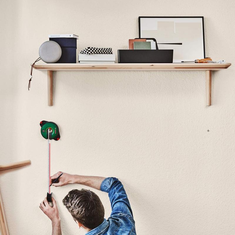 Bosch 2-in-1 Linienlaser Atino mit integriertem Maßband (horizontales oder vertikales Ausrichten dank einfacher Befestigung auf rauen und glatten Oberflächen)
