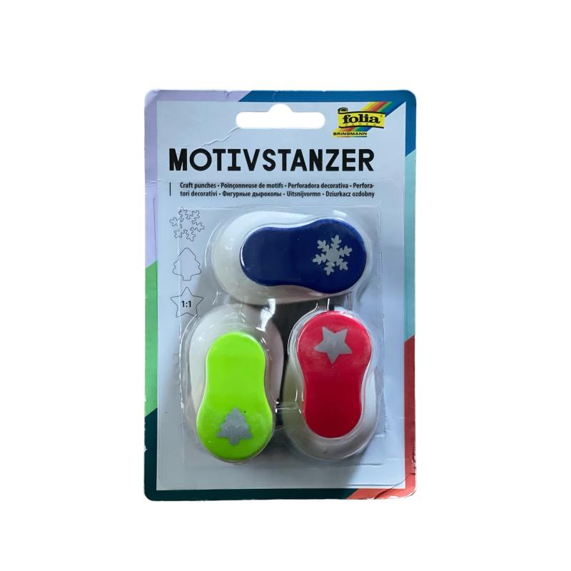 folia 7009 Weihnachts-Motivstanzer Motivlocher, 3er Set Sortiert