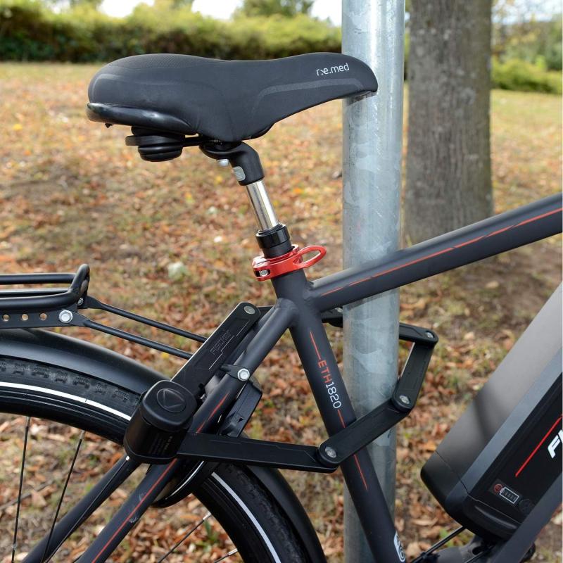 FISCHER 85852 Faltschloss inkl Halterung und 2 Sicherheitsschlüssel | schwarz 85 cm