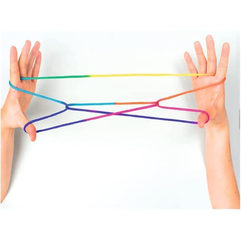 folia 33177 Finger Twist Fadenspiel, in trendiger Regenbogen Optik, ca. 160 cm lang
