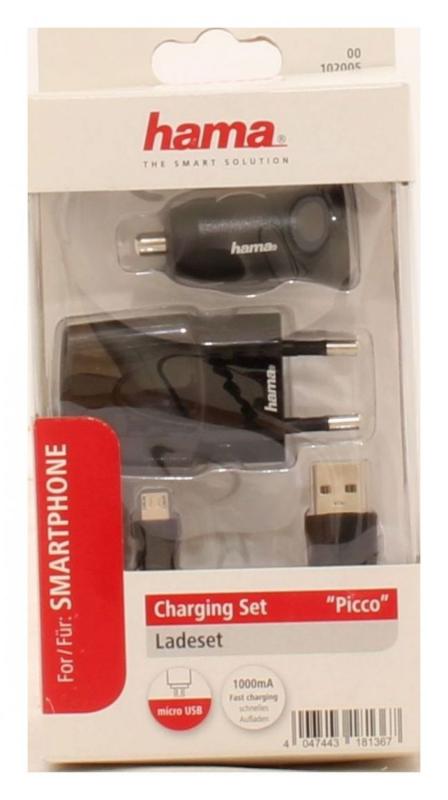 Hama micro-USB Ladeset schwarz Auto, Innenraum, AC, Schwarz 