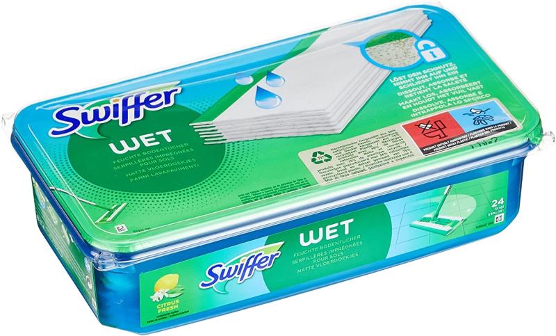 3 x Swiffer WET Bodenwischer FEUCHTE Bodentücher Nachfüllpack mit frischem Zitrusduft 24 St.