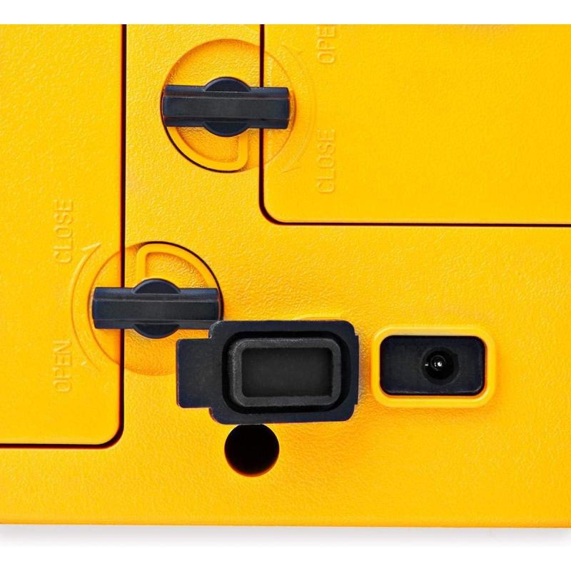NEDIS FM-Radio | Tisch Ausführumg | FM | Batteriebetrieben/Netzstromversorgung | Digital | 15 W | Monitorgröße: 2.2" | Blau-weiß Monitor | Bluetooth® | IPX5 | Tragegriff | Gelb/Schwarz