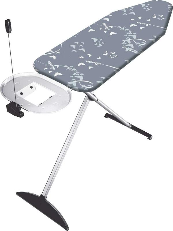 Vileda Total Reflect Plus Bügelbrett XXL, Bügeltisch für Dampfbügelstation, große Bügelfläche von 130 x 44 cm, höhenverstellbar von 74 bis 97 cm