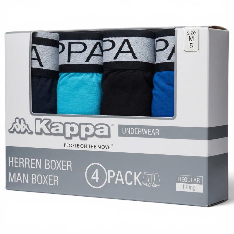 KAPPA 4er Pack Herren Boxershort (19-4150) Black-Blue-Turquoise Gr. M
