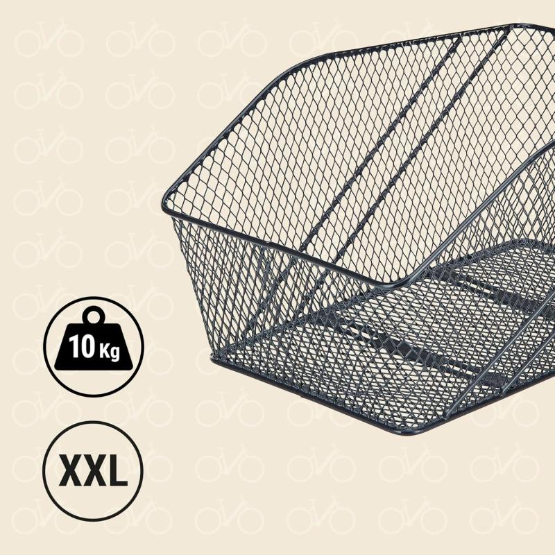 Prophete 7423 Fahrradkorb XXL, für Gepäckträger, inkl. Befestigungsmaterial, Feste Montage, max. 10 kg Tragkraft, 460 x 295 x 225 mm