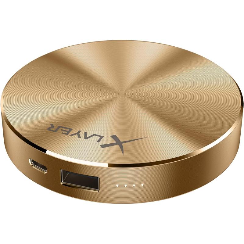 XLayer Powerbank PLUS Fashion 6.000mAh, Externer Akku für Smartphone und Tablet - Farbe GOLD