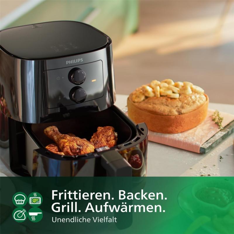 PHILIPS HD9200/90 Airfryer Ölfreie Fritteuse  4,1 Liter 0,8kg  - Schwarz