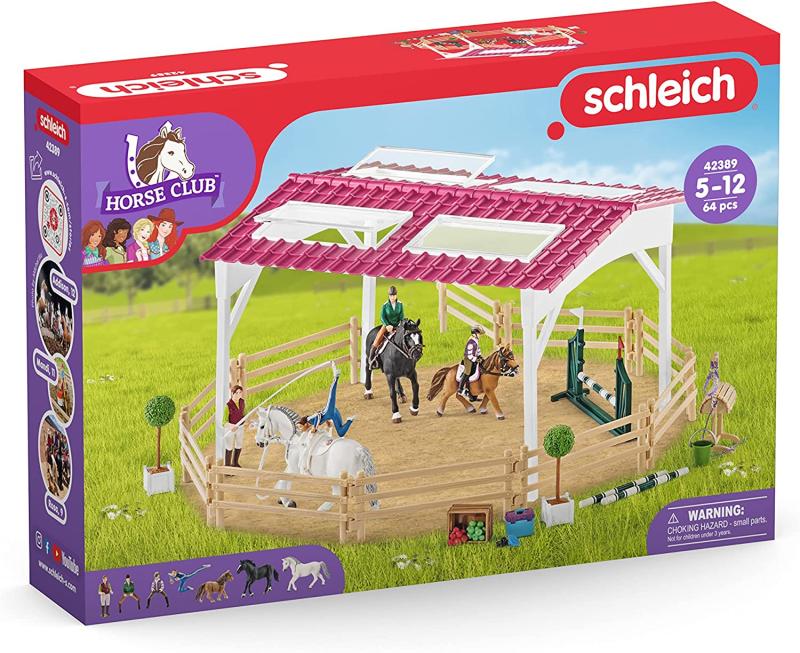 Schleich 42389  - Tierfiguren, Reitschule mit Reiterinnen und Pferden VERPACKUNGSSCHADEN