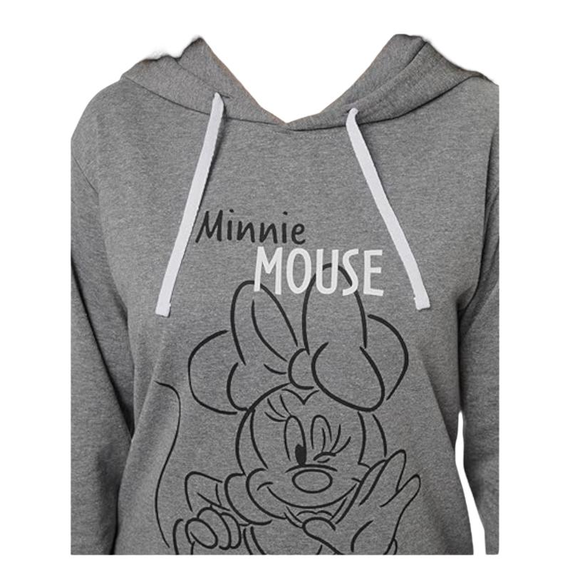 Disney Minnie Mouse Kapuzenpullover lang - Sweatkleid für Damen Farbe: Dunkel Grau  Gr. L
