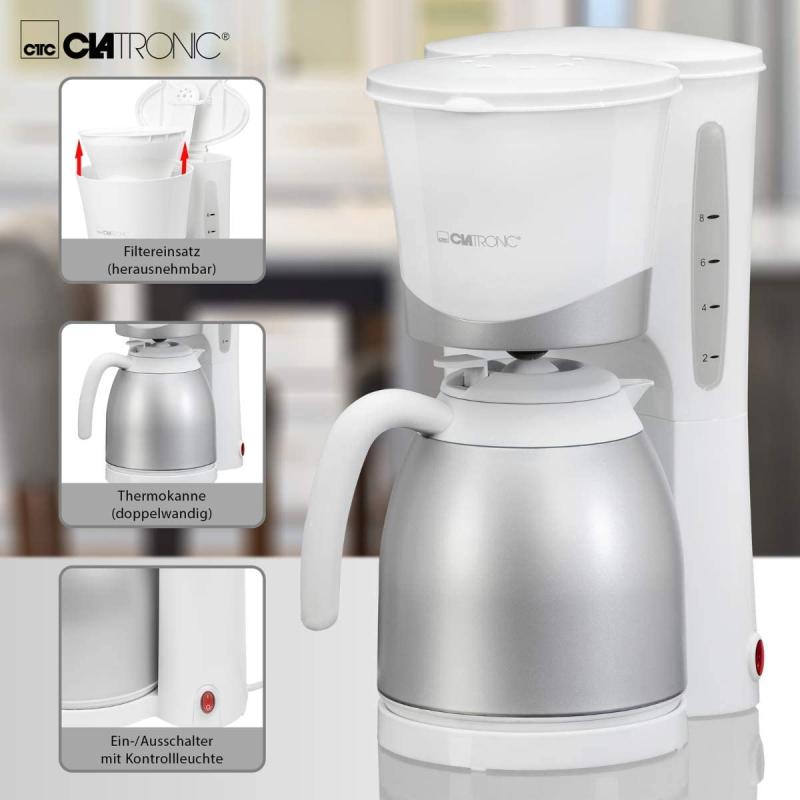 Clatronic Thermo-Kaffeeautomat KA3327 für 8-10 Tassen, Weiss