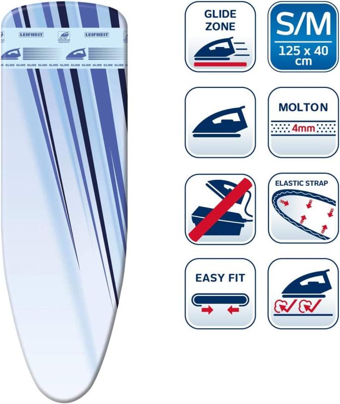 Leifheit Bügeltischbezug Thermo Reflect Glide S/M, für Bügelflächen bis max. 120 x 40 cm