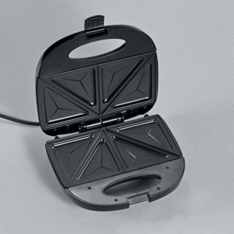 SEVERIN Sandwichmaker-Toaster für 2 Sandwiches, Dreieckige Sandwichtoasts, 600 W, Edelstahl-gebürstet-schwarz, SA 2969