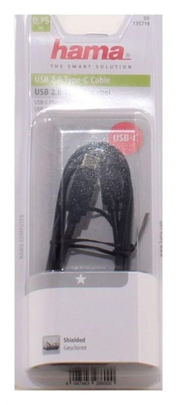 Hama USB 2.0 Daten Lade Type-C-Kabel (HighSpeed vergoldet 0,75 m) 