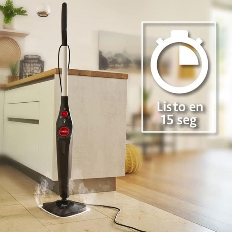 Vileda Steam Plus Dampfreiniger, hygienische Bodenreinigung, entfernt bis zu 99,9% der Bakterien und Viren*, für alle Böden, ideal für Teppiche