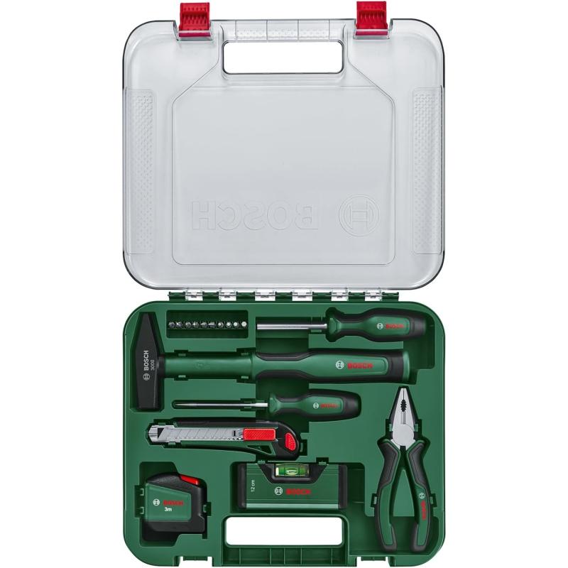 Bosch Universal Werkzeug-Set, 17-teilig (vielseitiger Werkzeugkoffer, bestückt, hochwertig, ergonomisch, ideal für Reparaturen im Haus)