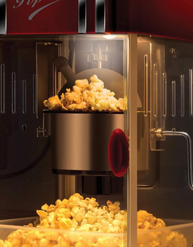 UNOLD 48535 POPCORNMAKER Retro, 300 W, Antihaftbeschichteter Edelstahl-Topf, Popcorn wie im Kino, Innenraumbeleuchtung, BPA-frei