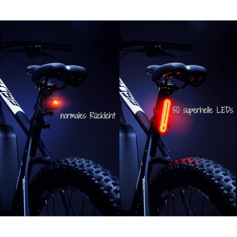 Fischer LED Akku Stableuchte, Rücklicht, Fahrradbeleuchtung, Fahrrad-Rückleuchte, aufladbar, Schutzart IPX4, schwarz 