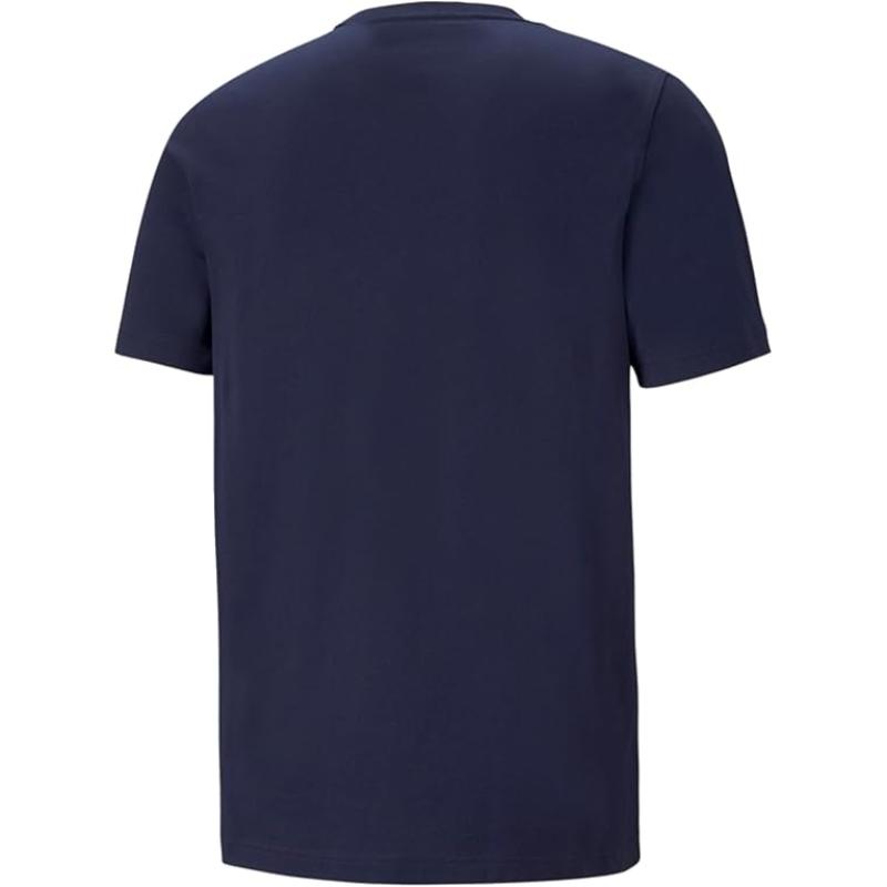 PUMA Herren T-Shirt Essentials Tee – Rundhals-Kragen Logo Peacoat NAVY - S