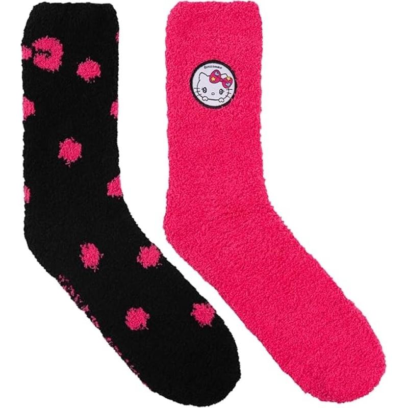 HELLO KITTY Kuschelsocken für Damen - Schwarz/Rosa (2er Pack) 35 - 38